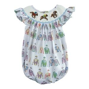Smocked Horse & Jockey Bubble – Boutique Baby Girl – Derby Style – NWT